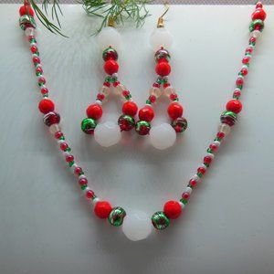 Handmade Earrings & Necklace - Christmas Design